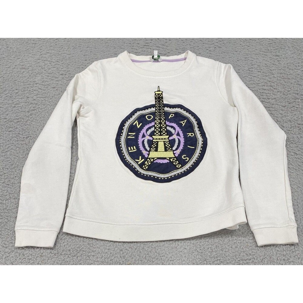 Kenzo Paris Sweatshirt Womens Small White Eiffel Tower Graphic Crewneck Logo